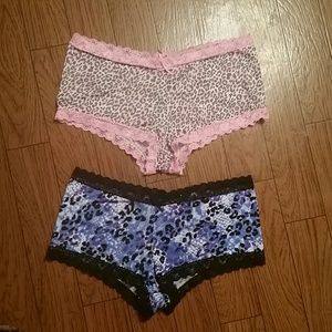 2 Pair Lace Waist Cheetah Panties Lingerie